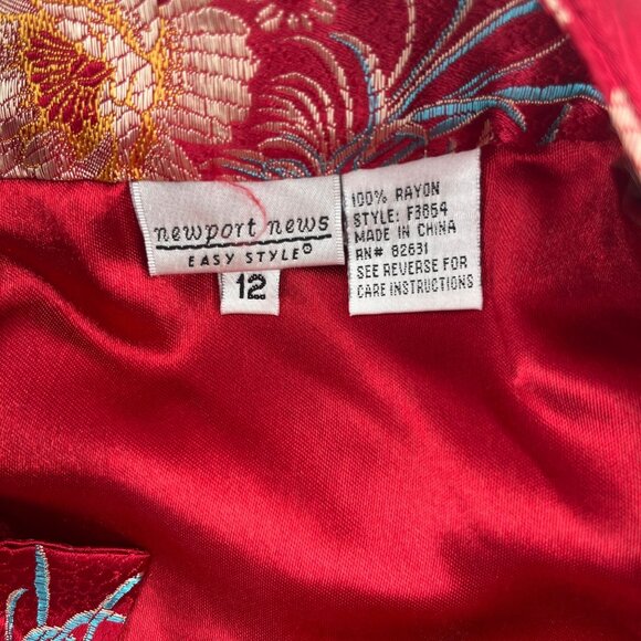 Newport News Easy Style Chinese-Inspired Red Floral Jacket Size 12 - Picture 3 of 4